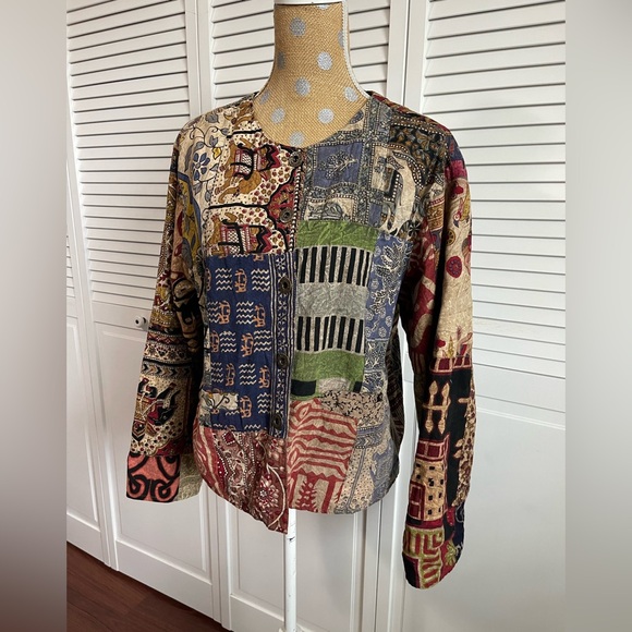 Vintage Sacred Threads coat cardigan button down two pockets M/L - Picture 2 of 10